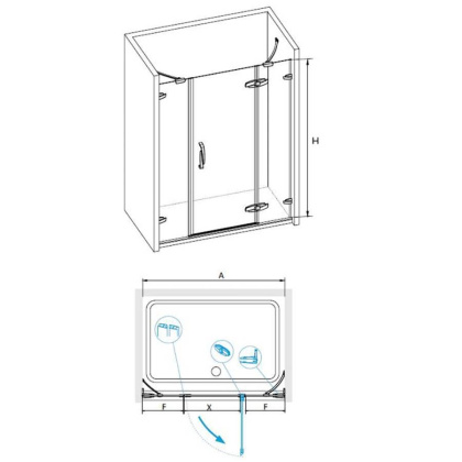 Душевая дверь RGW SA-01, 02030116-11, 160 х 195 см распашная, стекло прозрачное, хром/красный