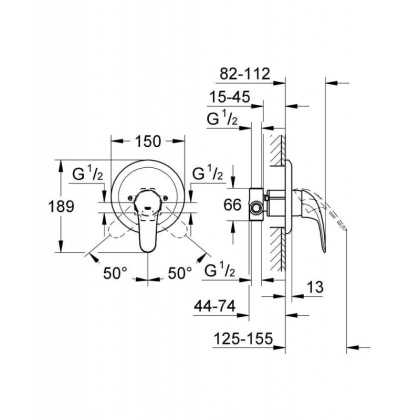 Смеситель для душа Grohe Euroeco 32742000 хром Смеситель для душа Grohe Euroeco 32742000 хром