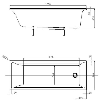 Акриловая ванна Акватек Лайма 170x70 LAI170-0000001