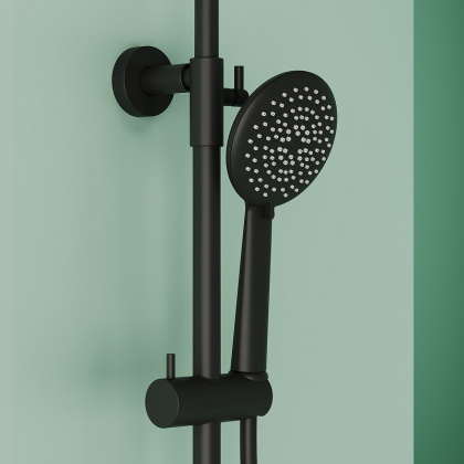 Душевая стойка SANCOS Game для душа с термостатическим смесителем, верхним и ручным душем, цвет черный матовый, арт. SC3002MB