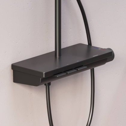 953760300 Gala душевая система с ванно  душевым ТМС смесителемполкой, чёрный 953760300 Gala душевая система с ванно  душевым ТМС смесителемполкой, чёрный