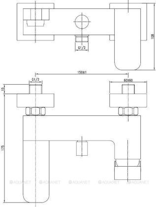 Смеситель для ванны с душем Aquanet Cubic SD90441