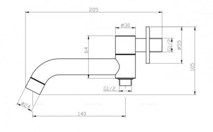 ANCONA Излив для ванны с дивертором для душа ANCONA-BCA-CRM