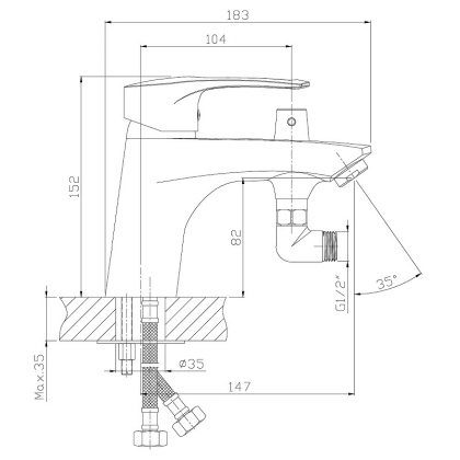 Смеситель Rossinka T40-38 на борт ванны на 1 отверстие