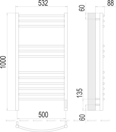 Полотенцесушитель Terminus Классик П12 500х1000 электро