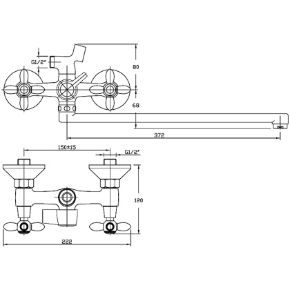Смеситель для ванны/душа Agger Retro Bronze A1921188 с душевым набором