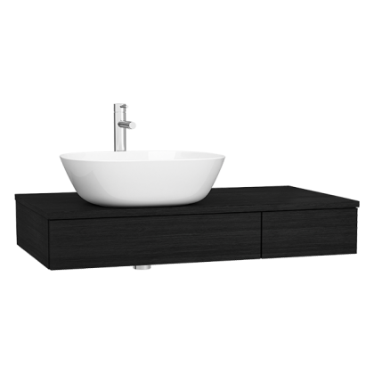 Модуль 90 см под раковину с выдвижным ящиком, левосторонний, черный дуб