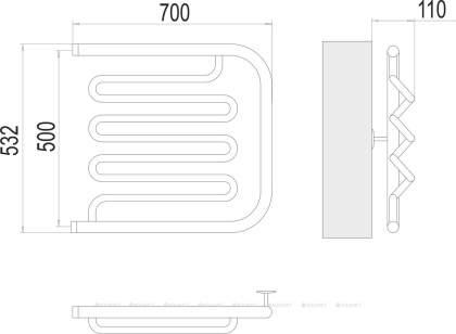 Полотенцесушитель Terminus Фокстрот-Лиана (1")  500х700 Полотенцесушитель Terminus Фокстрот-Лиана (1")  500х700