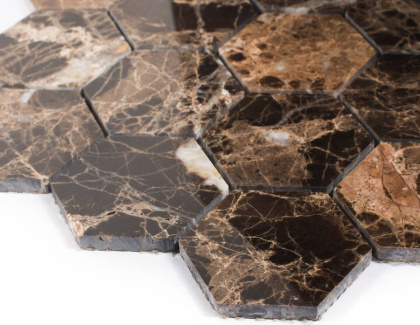 Мозаика, нат. мрамор, HEXAGON DARK EMPERADOR POLISHED, Hex Мозаика, нат. мрамор, HEXAGON DARK EMPERADOR POLISHED, Hex