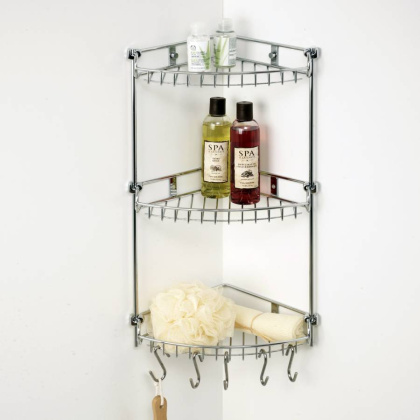 K-1233 Полка металлическая тройная, 30,2х59,2х22 см, хром, K-1233