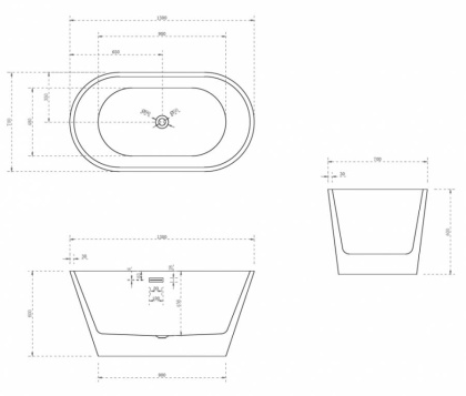 Акриловая ванна Abber 130х70 AB9203-1.3
