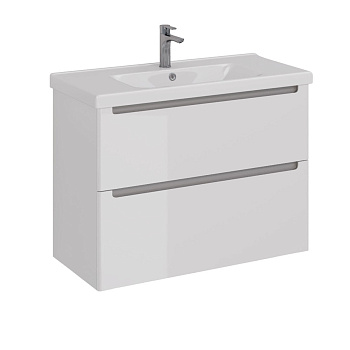 Тумба Lemark BUNO 100см под 1 раковину, подвесная/напольная, 2 ящика, цвет корпуса, фасада: Белый глянец