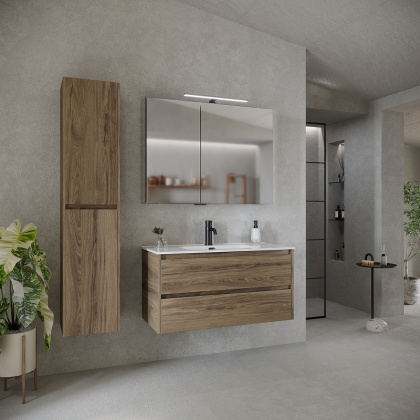 Тумба подвесная SANCOS Libra 990х450х500, c двумя ящиками оснащенными доводчиками, дуб чарльстон, арт. LB100ECH