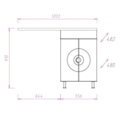 Тумба Onika Космос 60 напольная, под стиральную машину, белая (ум.Марсал 120)