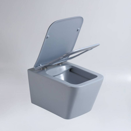 Унитаз подвесной Q-Line VT1-12MO безободковый, цвет океан мат., ультратонкое soft close сиденье