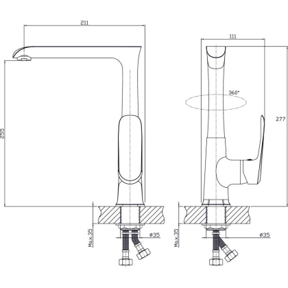 Смеситель для кухонной мойки  RUSH Gozo (GZ3735-23)