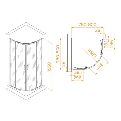 Душевой уголок RGW PA-52B, RGW 03085288-14