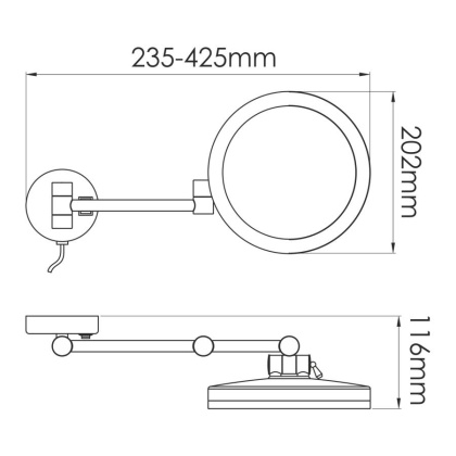 K-1004 Зеркало с LED-подсветкой, 3-х кратным увеличением K-1004 Зеркало с LED-подсветкой, 3-х кратным увеличением