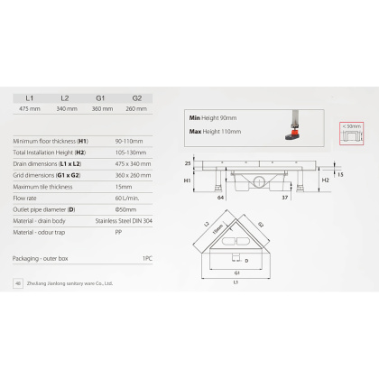 Душевой трап RGW Shower Drain TA/GA 07210734-02 с решеткой Хром