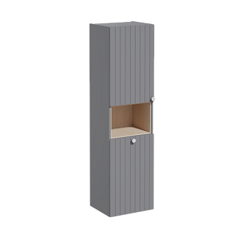 Пенал высокий Root Groove 40 см с корзиной для белья, матовый серый, левосторонний