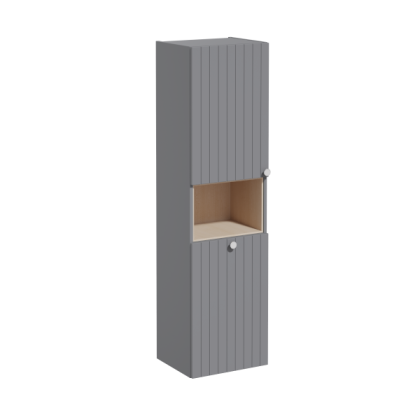 Пенал высокий Root Groove 40 см с корзиной для белья, матовый серый, левосторонний