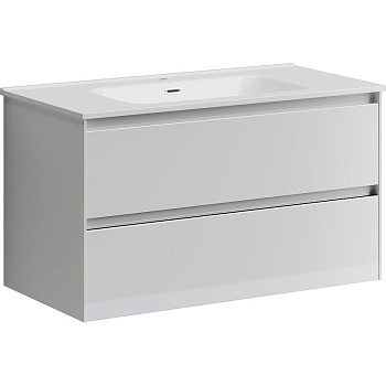 Тумба подвесная SANCOS Cento 890х450х500, c двумя ящиками оснащенными доводчиками, белый глянец, арт. CN90W