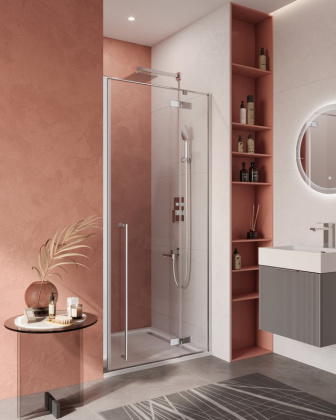 LINER-B-12-90-C-Cr-L Душевой уголок, Условный размер, мм:900x1950 Габариты с диапазоном регулировок, мм:(890-905)x1950 