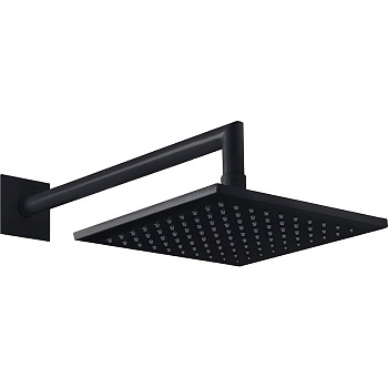 PORTA-TDDQ-NOP Верхний душ квадратный 200x200мм с держателем 350 мм, исполнение черный матовый