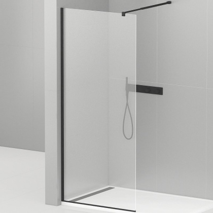 LIBERTA-L-1-120-120-C-NERO Душевая перегородка с односторонним входом, стекло прозрачное, профиль чёрный, 1200x1200x1950 мм LIBERTA-L-1-120-120-C-NERO Душевая перегородка с односторонним входом, стекло прозрачное, профиль чёрный, 1200x1200x1950 мм