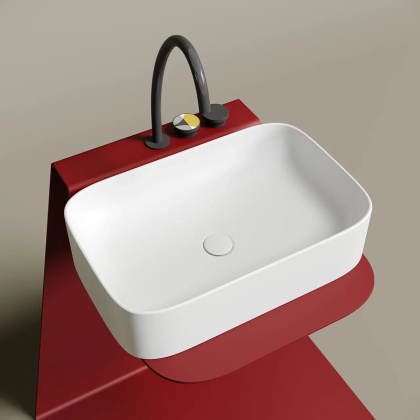 Умывальник чаша накладная прямоугольная (цвет Белый Матовый) Element 605*380*150мм