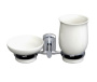 Стакан для зубных щеток и мыльница, 20х11,8х10,2 см, белый и хром, K-24126