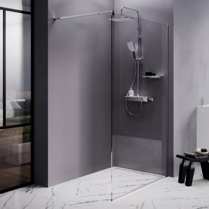 W84WI-120-F1-MTE Душевая перегородка Func 120x200, стекло прозр. 8 мм + покрытие, профиль мат хром