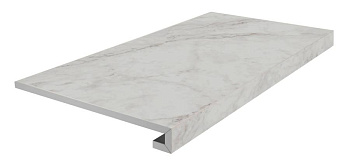 Ступень клееная фронтальная Тубкаль белый матовый обрезной 33x60x0,9