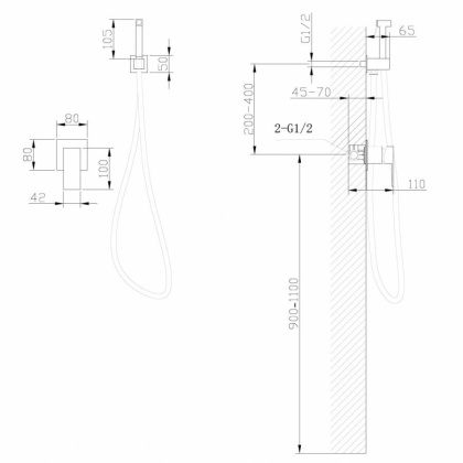 Смеситель ABBER Daheim AF8225B с гигиеническим душем, черный матовый Смеситель ABBER Daheim AF8225B с гигиеническим душем, черный матовый