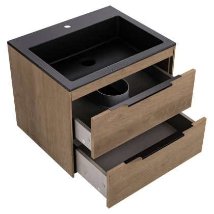 База под раковину Chiara 2D 600 подвесная, 2 выкатных ящика soft-close, N.Oak