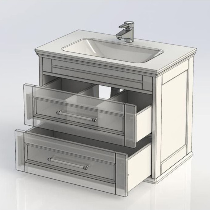 Тумба с раковиной Aquanet Бостон М 80 белый