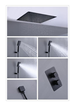 Душевая система Timo Petruma SX-5019/03SM скрытого монтажа с термостатом, черная матовая Душевая система Timo Petruma SX-5019/03SM скрытого монтажа с термостатом, черная матовая