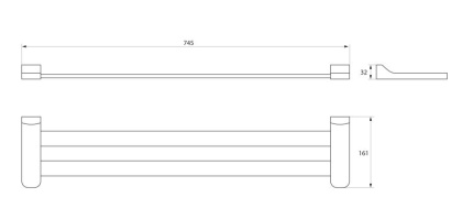 Полотенцедержатель двойной 74 см. RUSH Thira (TR36532В)