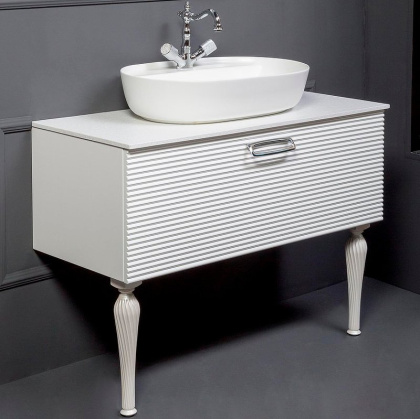 Тумба Linea 100 белая + Хром_Комплект 842-100-WCR Boheme