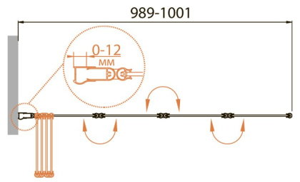RELAX-V-4-90/140-C-Bi Шторка на ванну Условные размеры, мм:900х1400 Габариты с диапазоном регулировок, мм:(889-901)х1400 