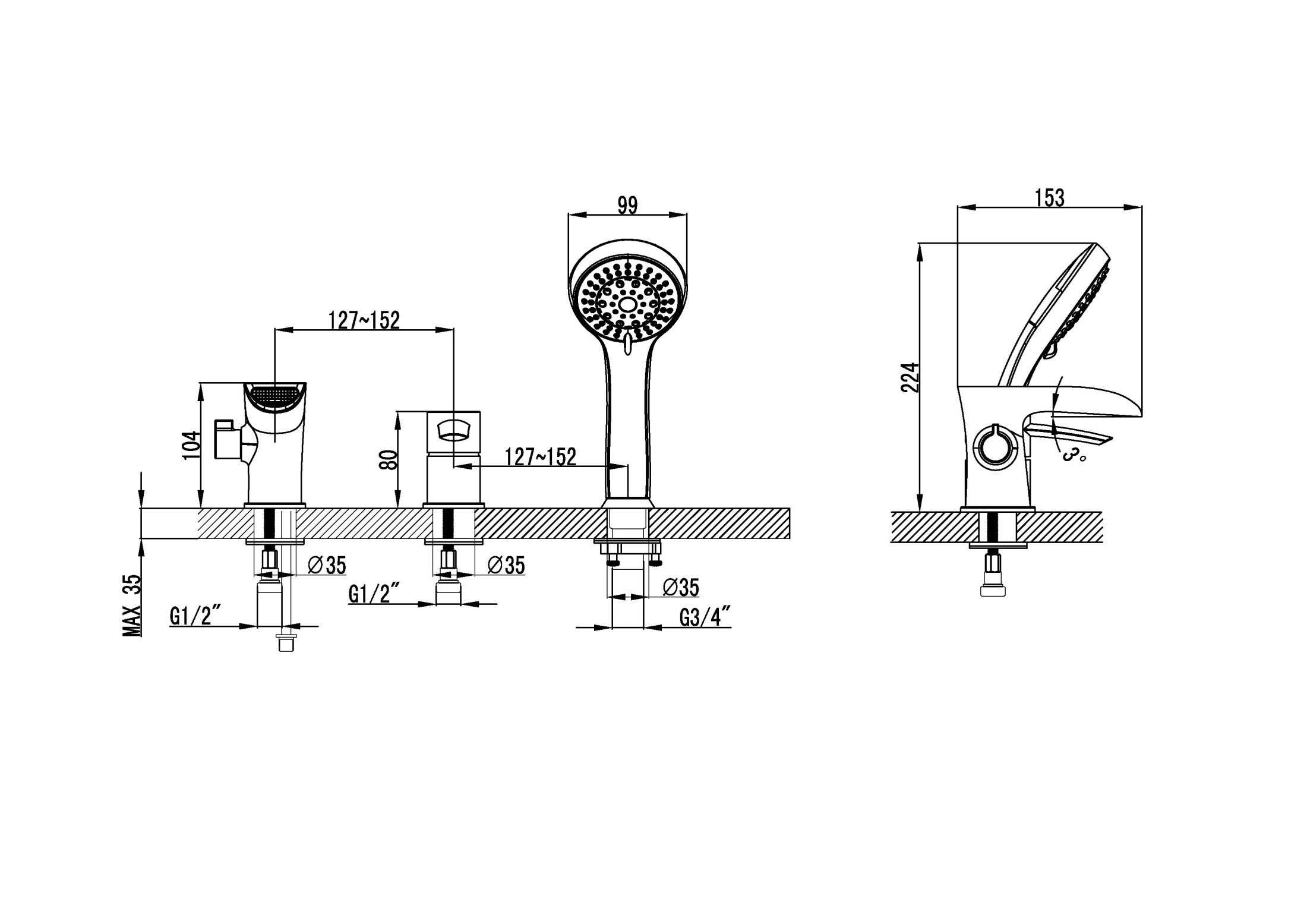 Смеситель Lemark Atlantiss LM3245C на борт ванны Смеситель Lemark Atlantiss LM3245C на борт ванны