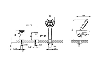 Смеситель Lemark Atlantiss LM3245C на борт ванны Смеситель Lemark Atlantiss LM3245C на борт ванны