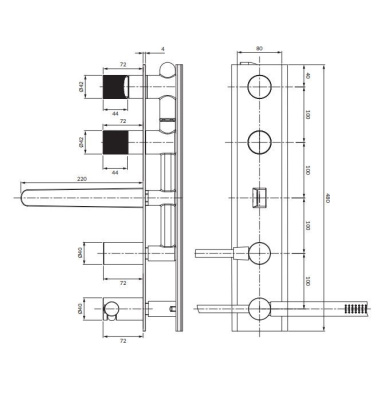 Смеситель для ванны скрытого монтажа OMNIRES CONTOUR CT8037_1GLB (брашированное золото)