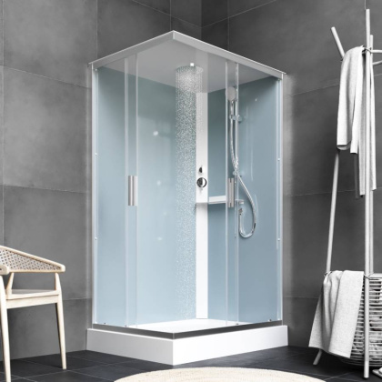 W90C-404-12080MT Gem кабина душевая 120x80, прямоугольная, профиль матовый Хром, стекло прозрачное