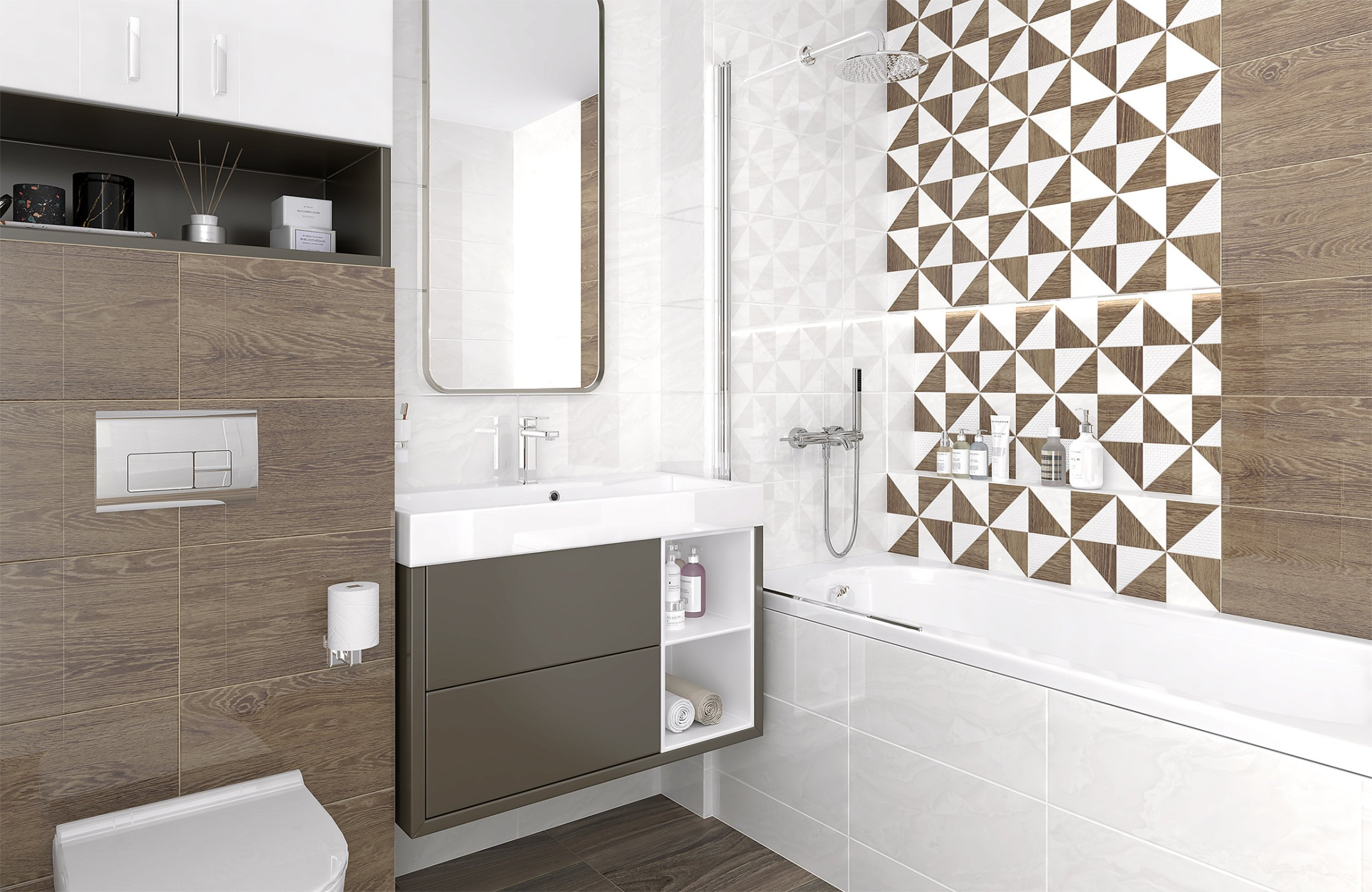 Плитка настенная 34069 Mania белый 25*50 (12шт/1,5м2),м2