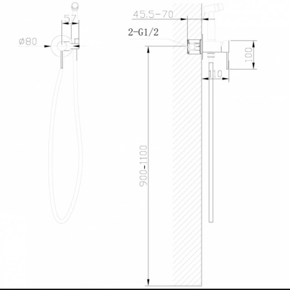 Смеситель ABBER Wasser Kreis AF8125B с гигиеническим душем, черный матовый Смеситель ABBER Wasser Kreis AF8125B с гигиеническим душем, черный матовый