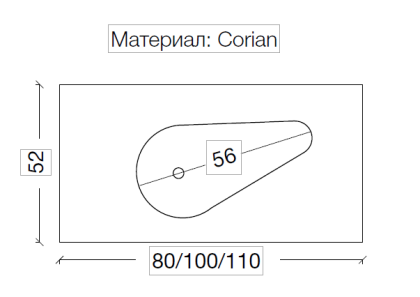 Столешница Corian Drop 81cm Столешница Corian Drop 81cm