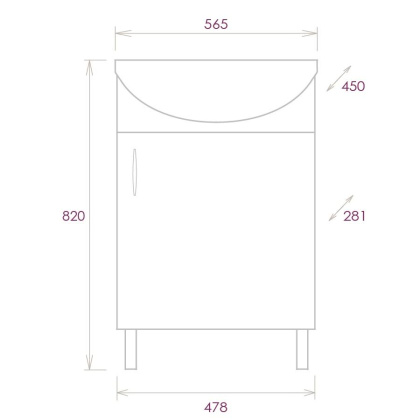 Тумба Onika Эко 52 напольная, белая/дуб сонома (ум. Акватон 52)