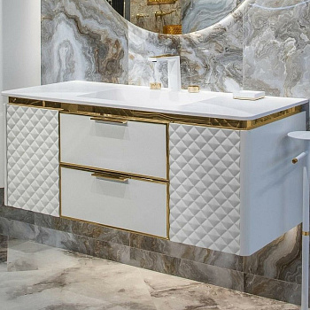 Тумба ROMBO 120cm Белый матовый/золото 777-120-WG Boheme