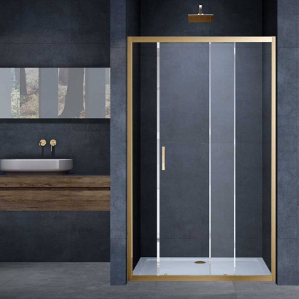 Душевая дверь Alpha VDS-3AL120CLG, 1200, брашированное золото, стекло прозрачное